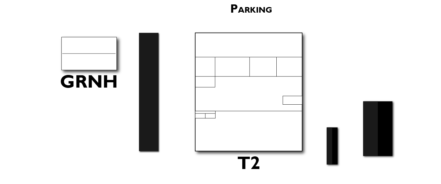 Map of the T2 building and Greenhouse at SVCC